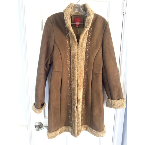 Esprit Jackets & Blazers - Penny Lane ESPRIT  Women's Small Coat Suede Faux Fur Boho Jacket VTG Y2K